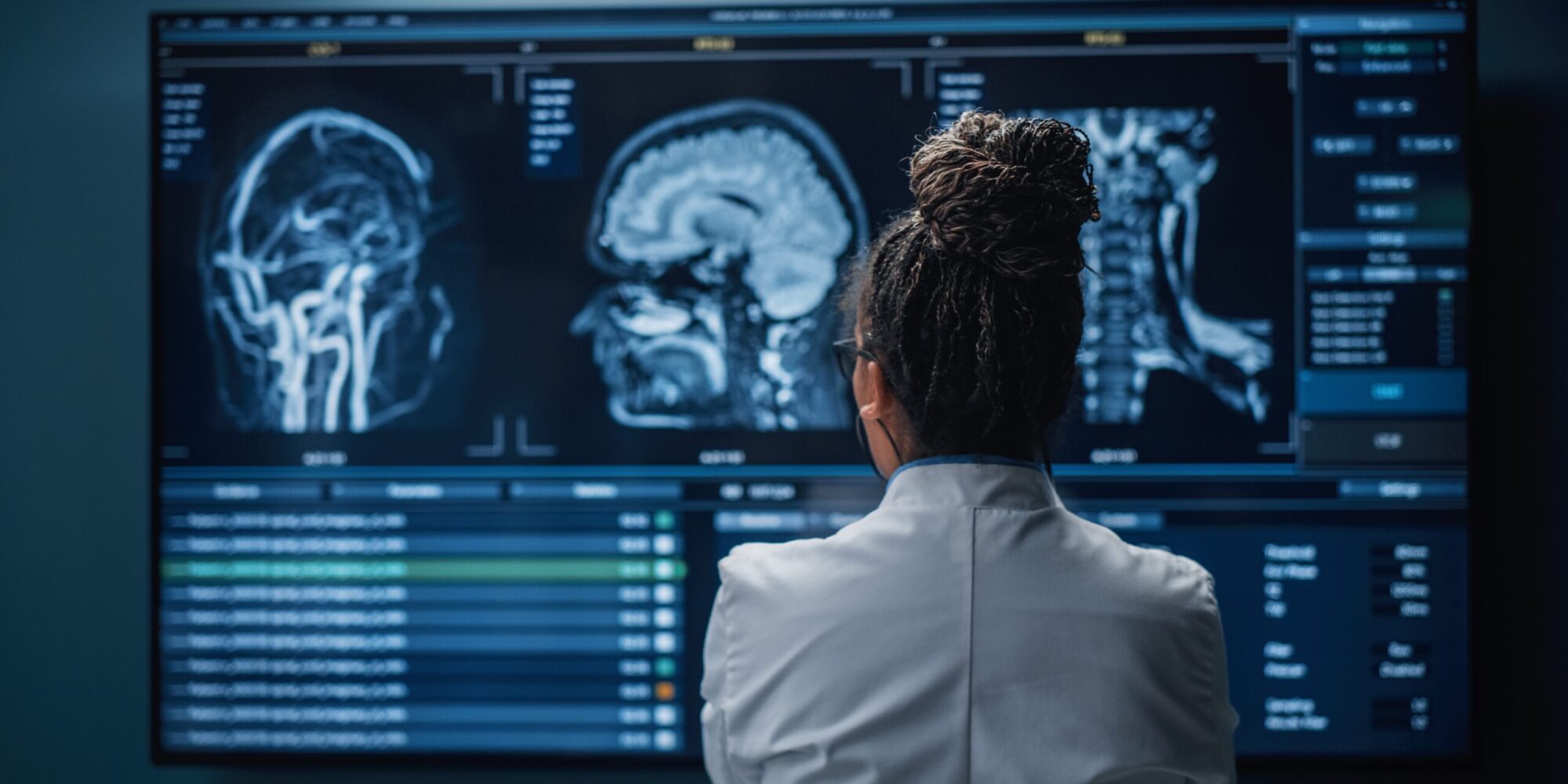 Medical,Hospital,Research,Lab:,Black,Female,Neuroscientist,Looking,At,Tv Medical,Hospital,Research,Lab:,Black,Female,Neuroscientist,Looking,At,Tv