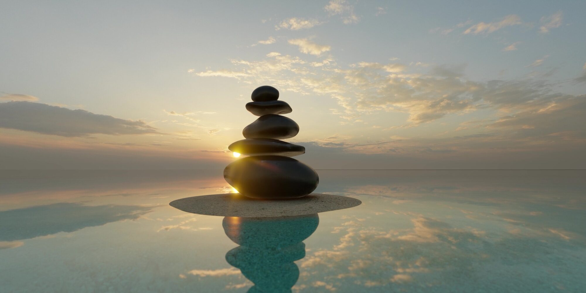 Rock stones balance calmly Water background concept Calm meditation pure mind 3d render